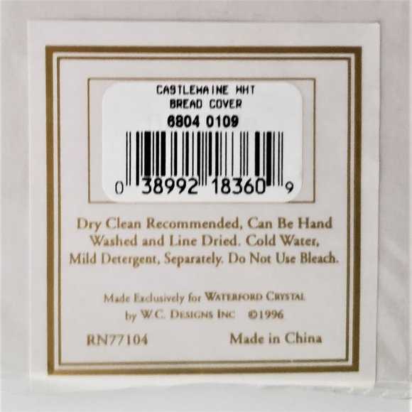 Waterford Fine Linen Bread Cover 16” x 16” NEW IN PACKAGE - Picture 5 of 5